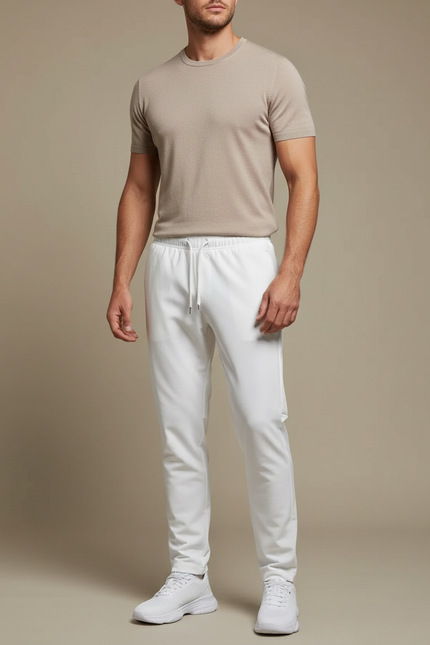 Pantalon Blanc Homme Sport Décontracté Cordon - Maille