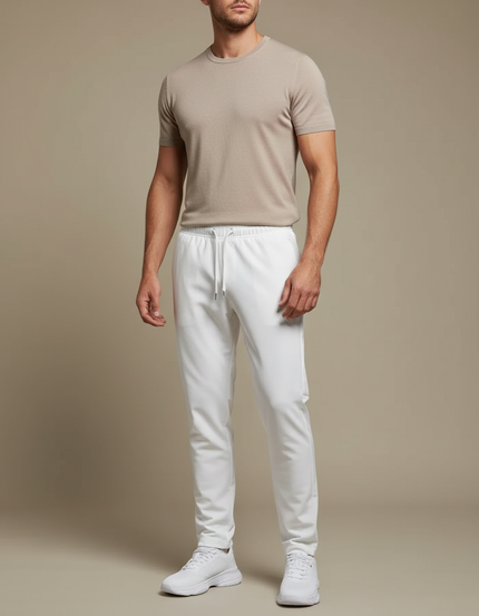 Pantalon Blanc Homme Sport Décontracté Cordon - Maille