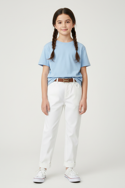 Pantalon Blanc Droit Coton Décontracté Enfant