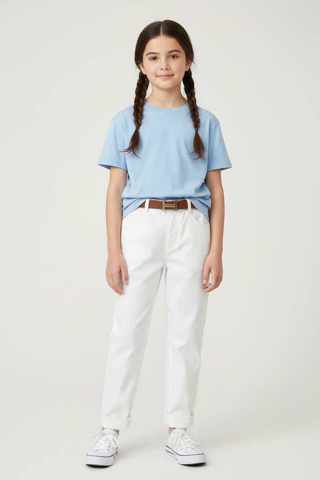 Pantalon Blanc Droit Coton Décontracté Enfant