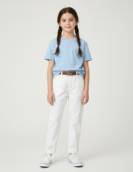 Pantalon Blanc Droit Coton Décontracté Enfant
