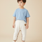 Pantalon Blanc Côtelé Bébé Unisexe Décontracté Ours - Maille