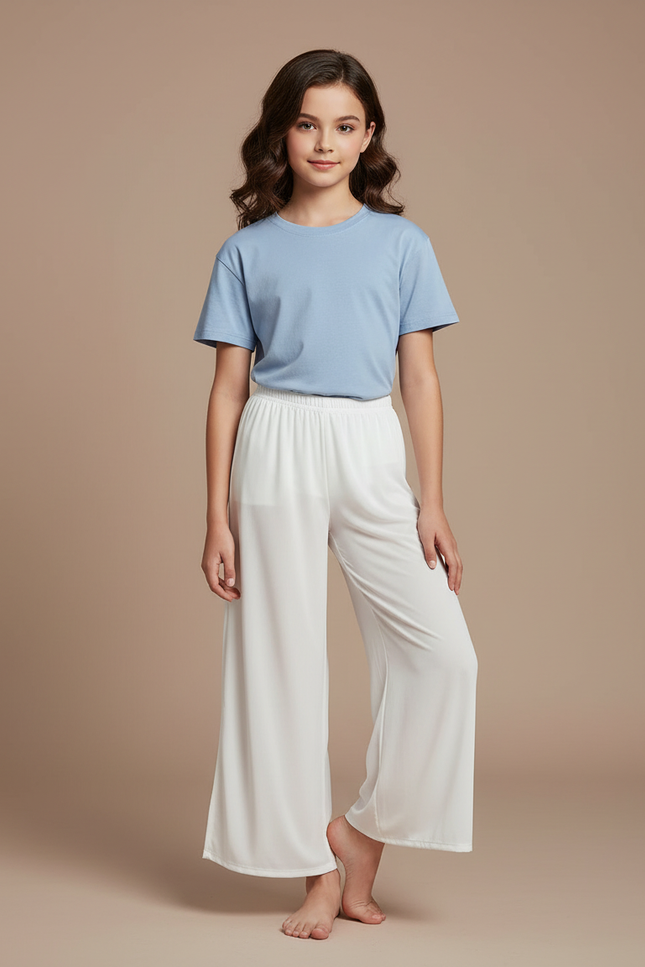 Pantalon Blanc Fluide Ample Décontracté Enfant - Viscose