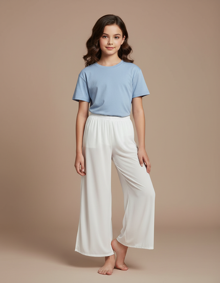 Pantalon Blanc Fluide Ample Décontracté Enfant - Viscose