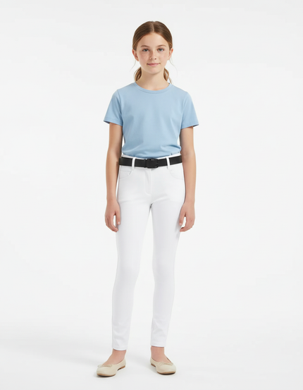 Pantalon Blanc Équestre Slim Confortable Fille - Polyester