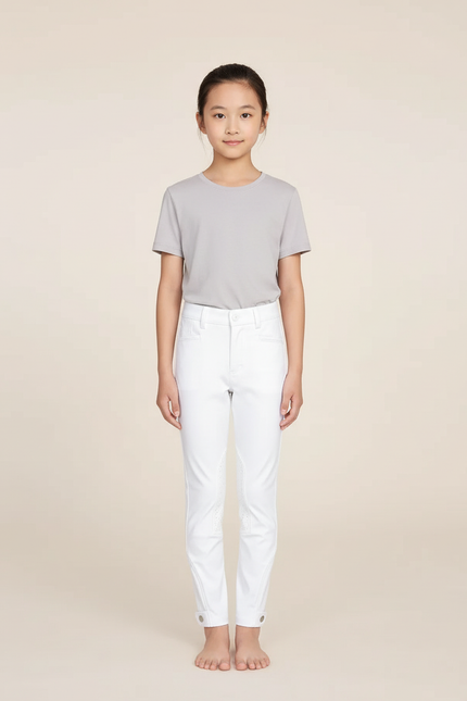 Pantalon Blanc Équestre Enfant Silicone Stretch - Polyester