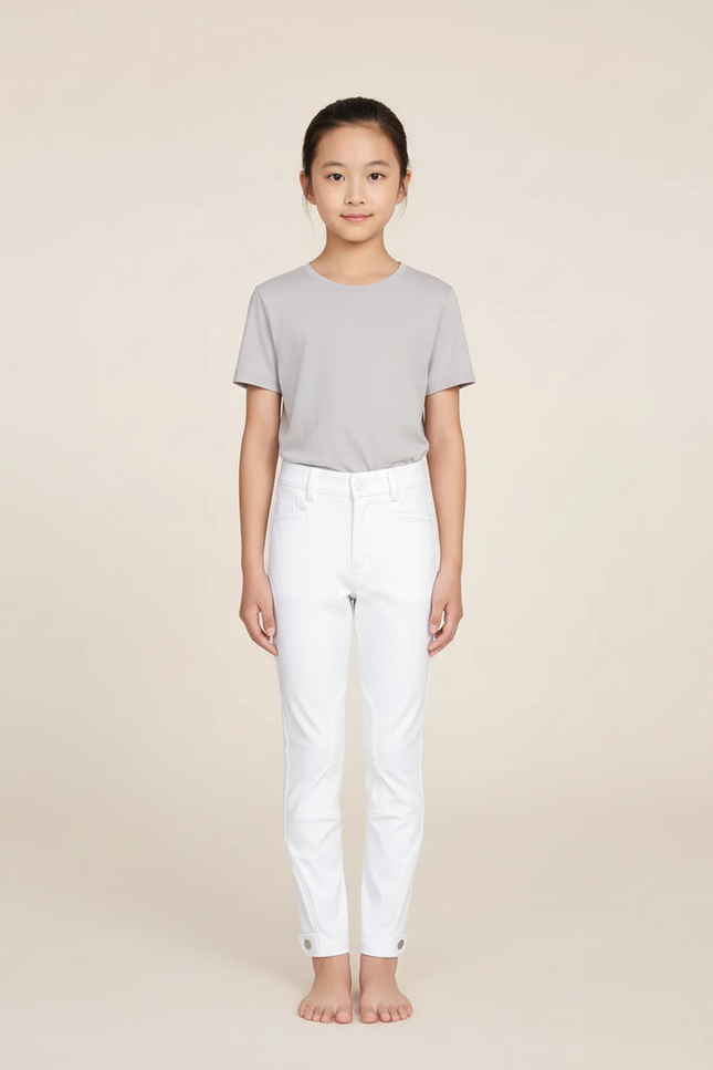 Pantalon Blanc Équestre Enfant Silicone Stretch - Polyester