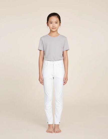 Pantalon Blanc Équestre Enfant Silicone Stretch - Polyester