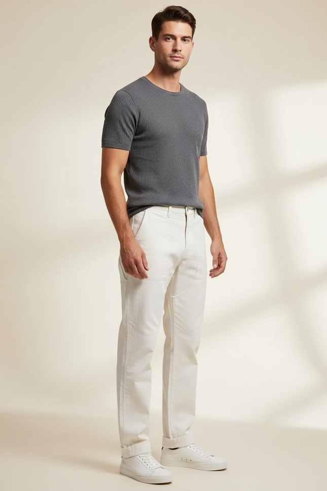 Pantalon Blanc Homme Coton - Toile