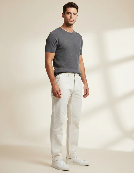 Pantalon Blanc Homme Coton - Toile