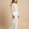Pantalon Blanc Droit Ample Élégant Fille - Satin