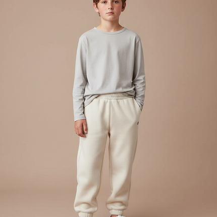 Pantalon Blanc Molletonné Décontracté Confortable Enfant