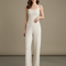 Pantalon Blanc Côtelé Ample Confortable Élégant Femme - Beige Maille