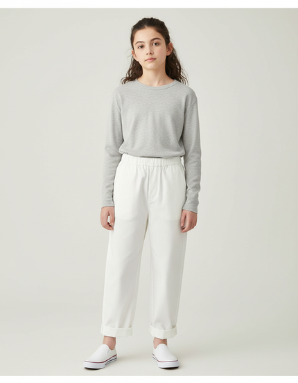Pantalon Blanc Confortable Ample Décontracté Enfant - Coton