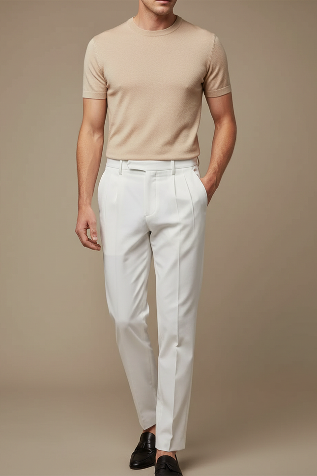 Pantalon De Tailleur Blanc - Gabardine