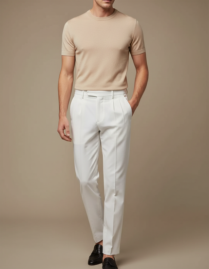 Pantalon De Tailleur Blanc - Gabardine