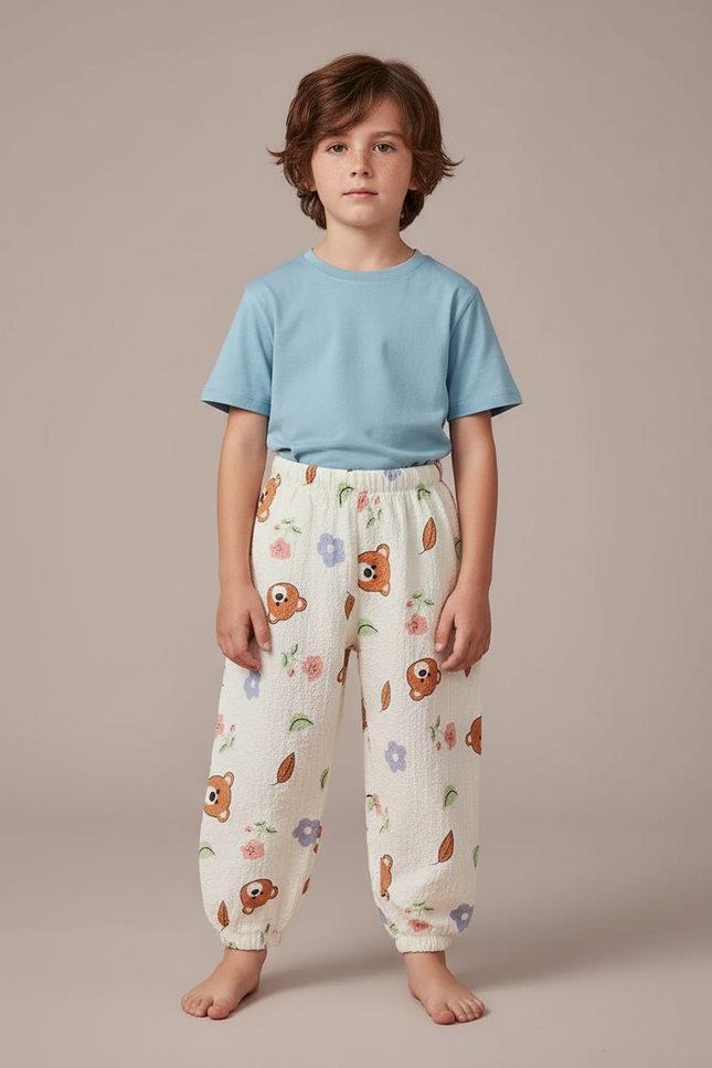 Pantalon Blanc Ballon - Imprimé Coton
