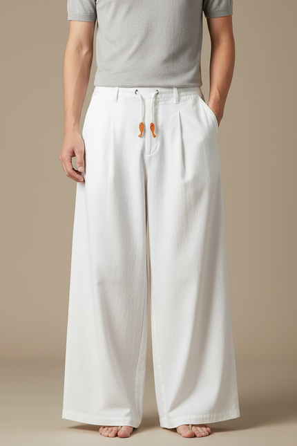 Pantalon Fluide Blanc Grande Taille - Coton