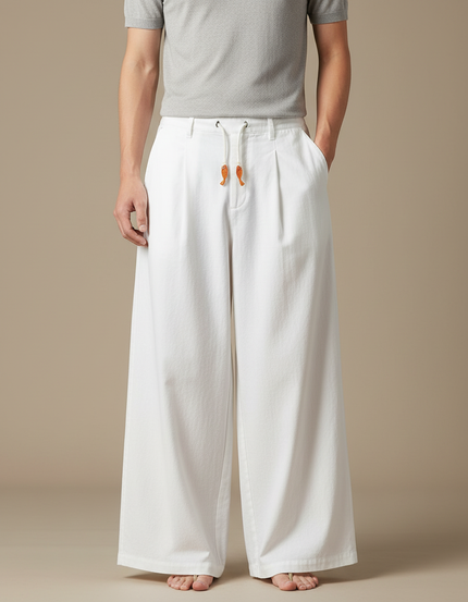 Pantalon Fluide Blanc Grande Taille - Coton