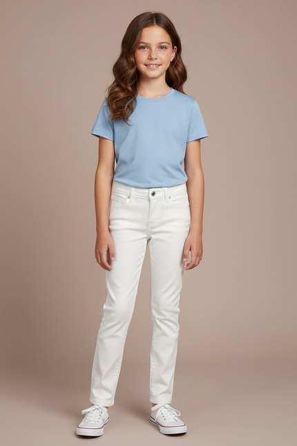 Pantalon Blanc Enfant Slim Stretch Coton