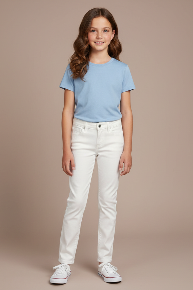 Pantalon Blanc Enfant Slim Stretch Coton