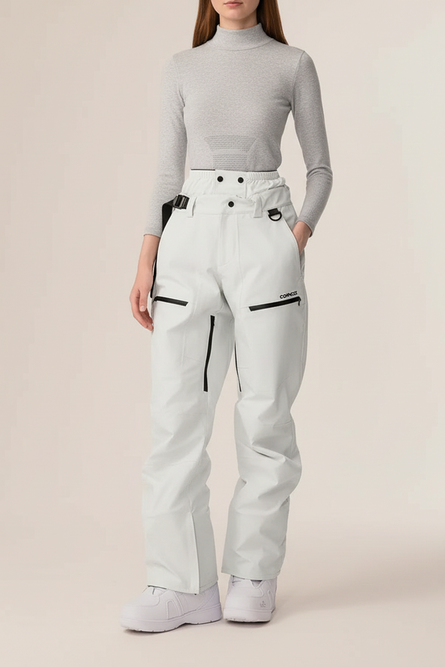 Pantalon Blanc Ski Imperméable Coupe-Vent Unisexe Hiver - Polyester