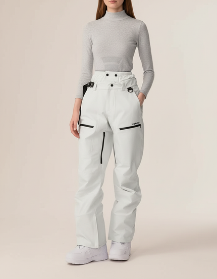 Pantalon Blanc Ski Imperméable Coupe-Vent Unisexe Hiver - Polyester