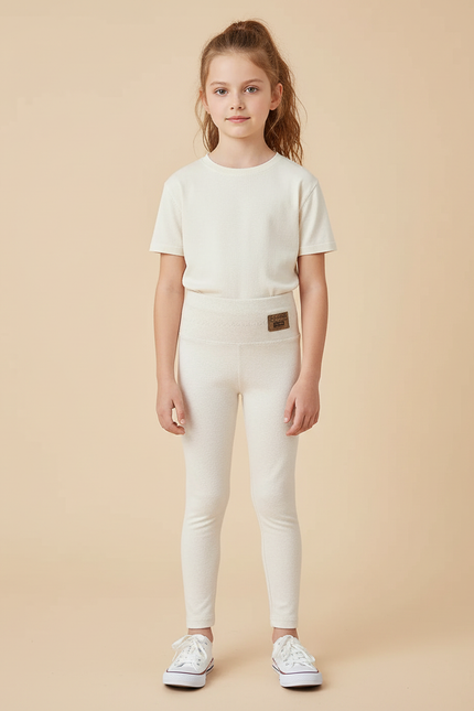Pantalon Blanc Coton Skinny Confortable Enfant Fille - Molleton