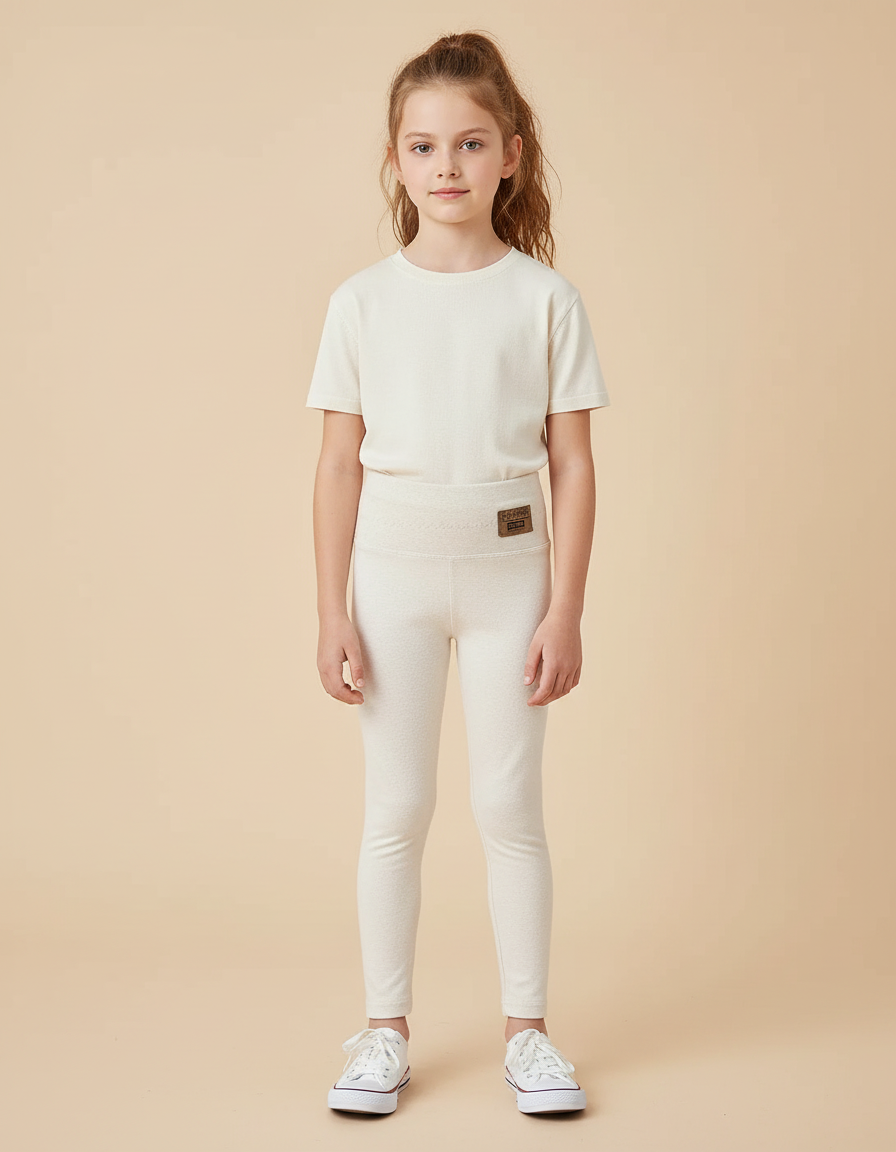 Pantalon Blanc Coton Skinny Confortable Enfant Fille - Molleton