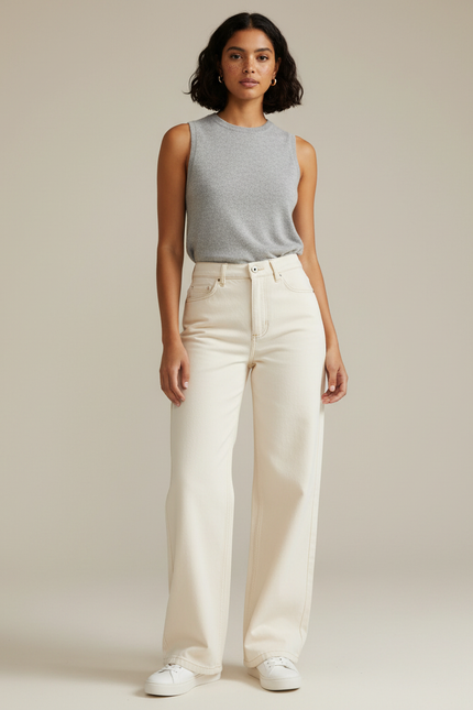 Pantalon Blanc Casse - Beige Jean