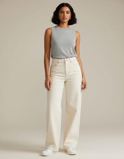 Pantalon Blanc Casse - Beige Jean