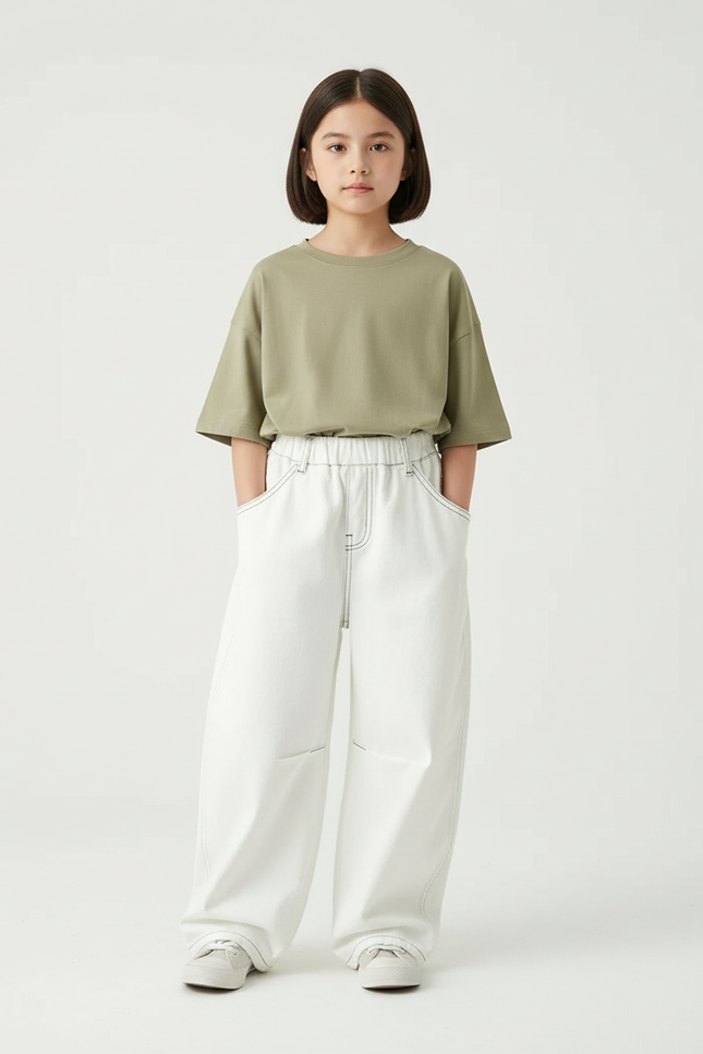 Pantalon Blanc Ample Décontracté Enfants Confort - Jean