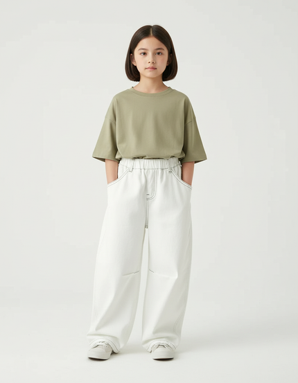 Pantalon Blanc Ample Décontracté Enfants Confort - Jean