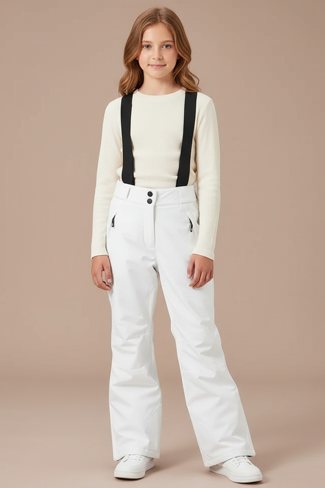Pantalon Blanc Ski Bretelles Imperméable Hiver - Polyester