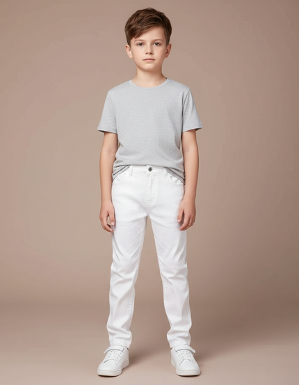 Pantalon Blanc Coton Décontracté Enfant Slim