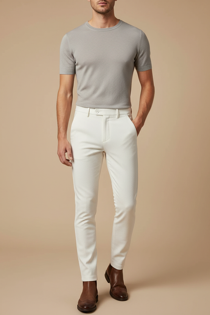 Pantalon Tissu Blanc - Gabardine