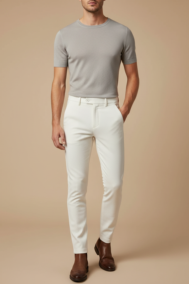 Pantalon Tissu Blanc - Gabardine