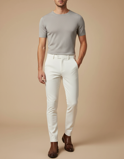 Pantalon Tissu Blanc - Gabardine