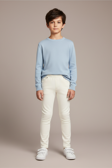 Pantalon Blanc Slim Coton Stretch Confortable Enfant