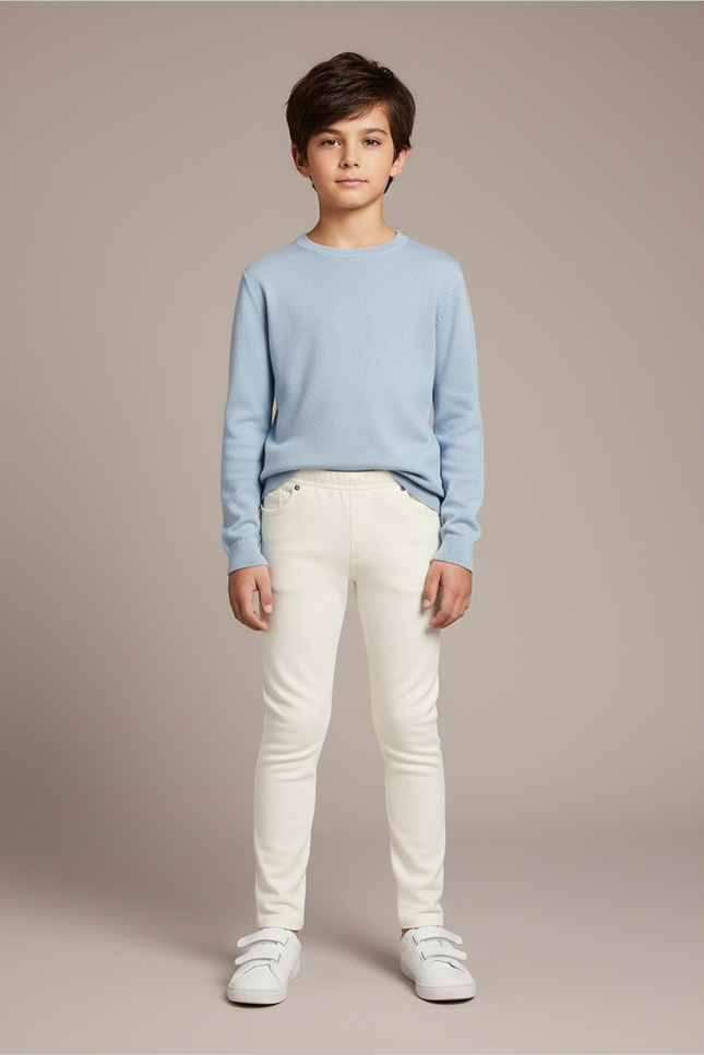Pantalon Blanc Slim Coton Stretch Confortable Enfant