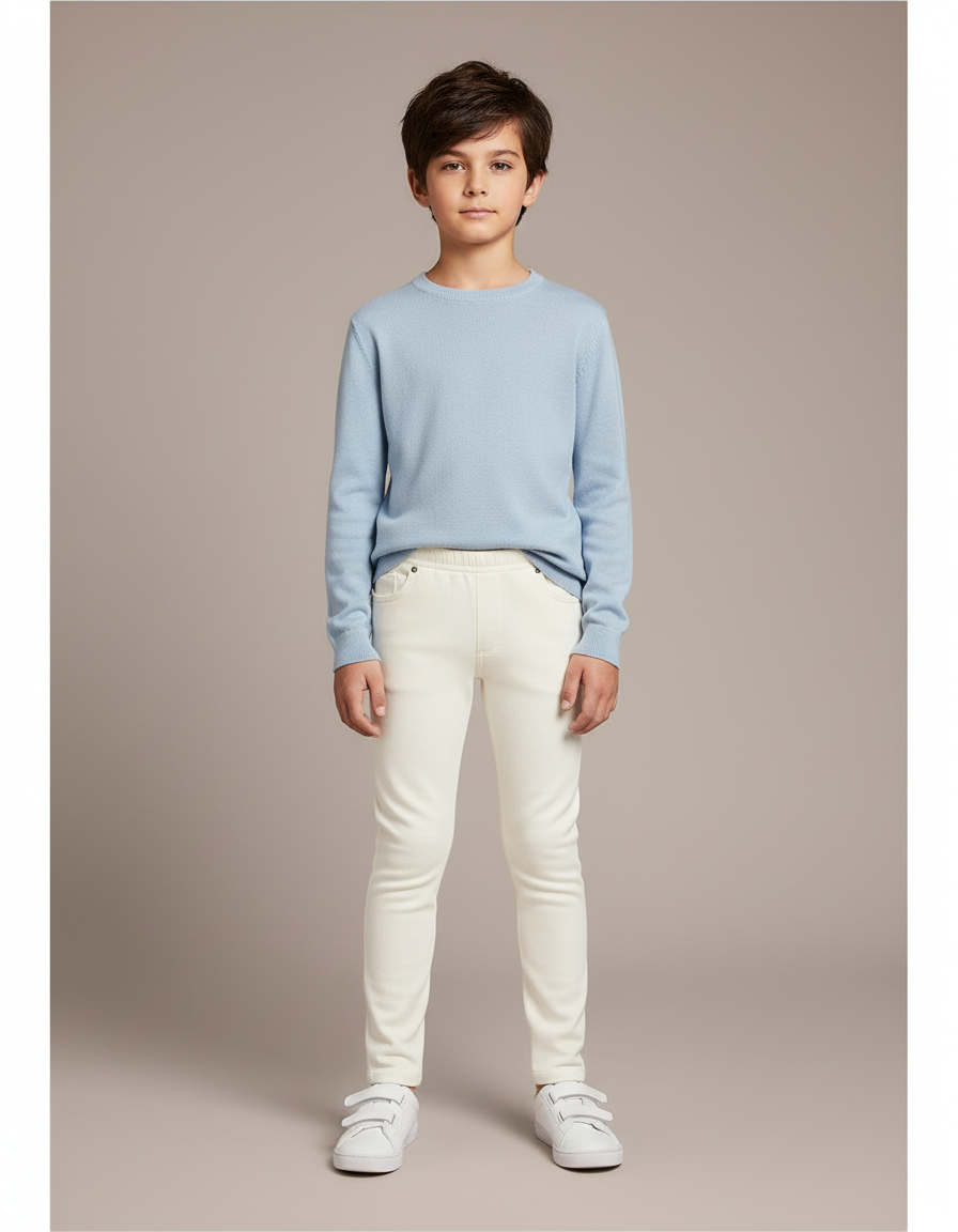 Pantalon Blanc Slim Coton Stretch Confortable Enfant