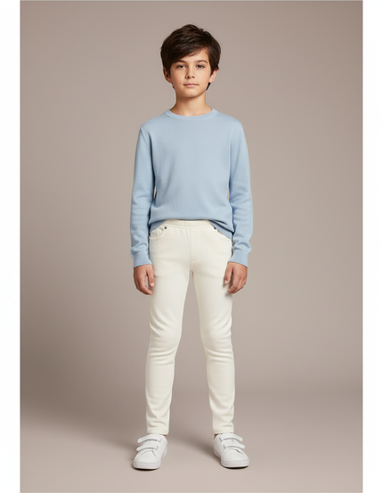 Pantalon Blanc Slim Coton Stretch Confortable Enfant