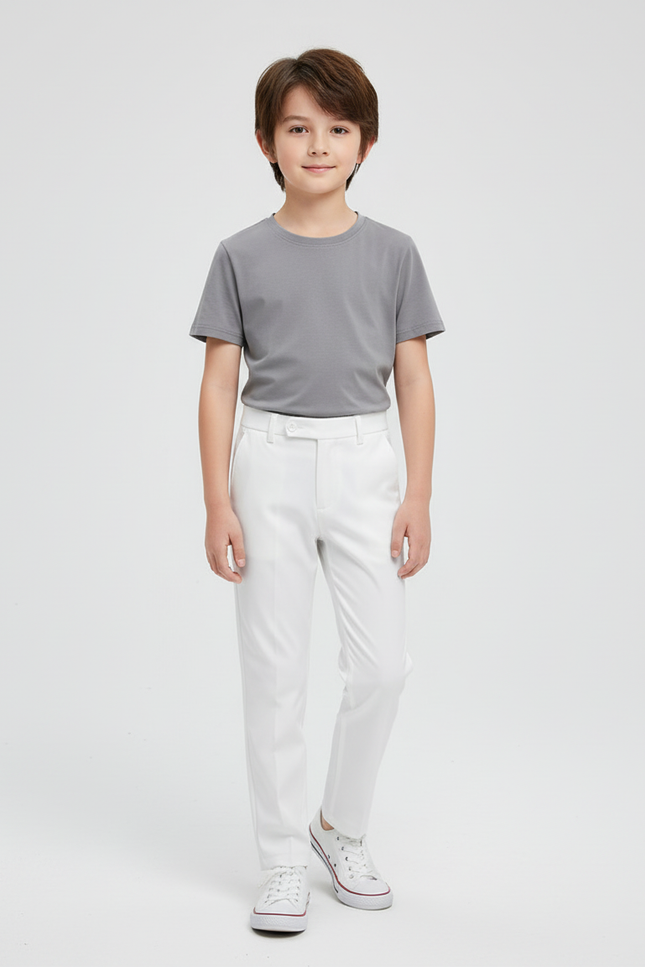 Pantalon Blanc Droit Élégant Enfant Cérémonie - Gabardine