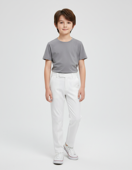 Pantalon Blanc Droit Élégant Enfant Cérémonie - Gabardine