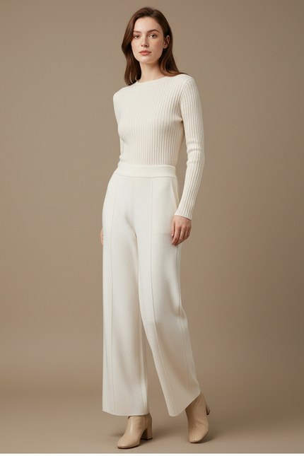 Pantalon Blanc Evasé - Maille
