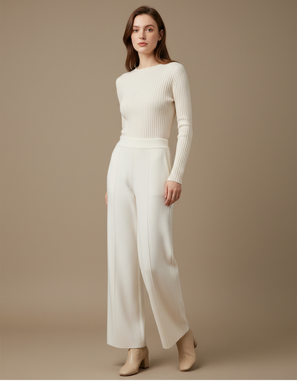 Pantalon Blanc Evasé - Maille