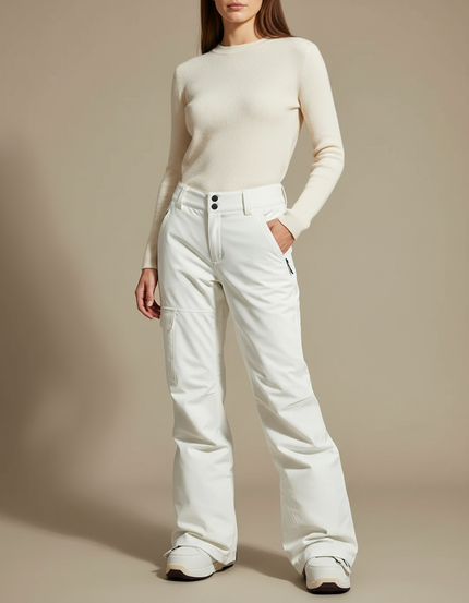 Pantalon Blanc Ski Imperméable Femme Hiver Neige - Polyester