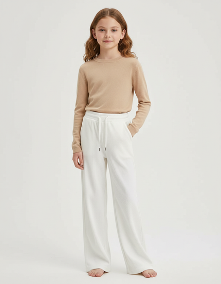 Pantalon Blanc Côtelé Ample Droit Confortable - Cordé