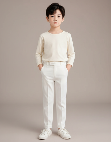 Pantalon Blanc Classique Droit Élégant Enfant - Gabardine