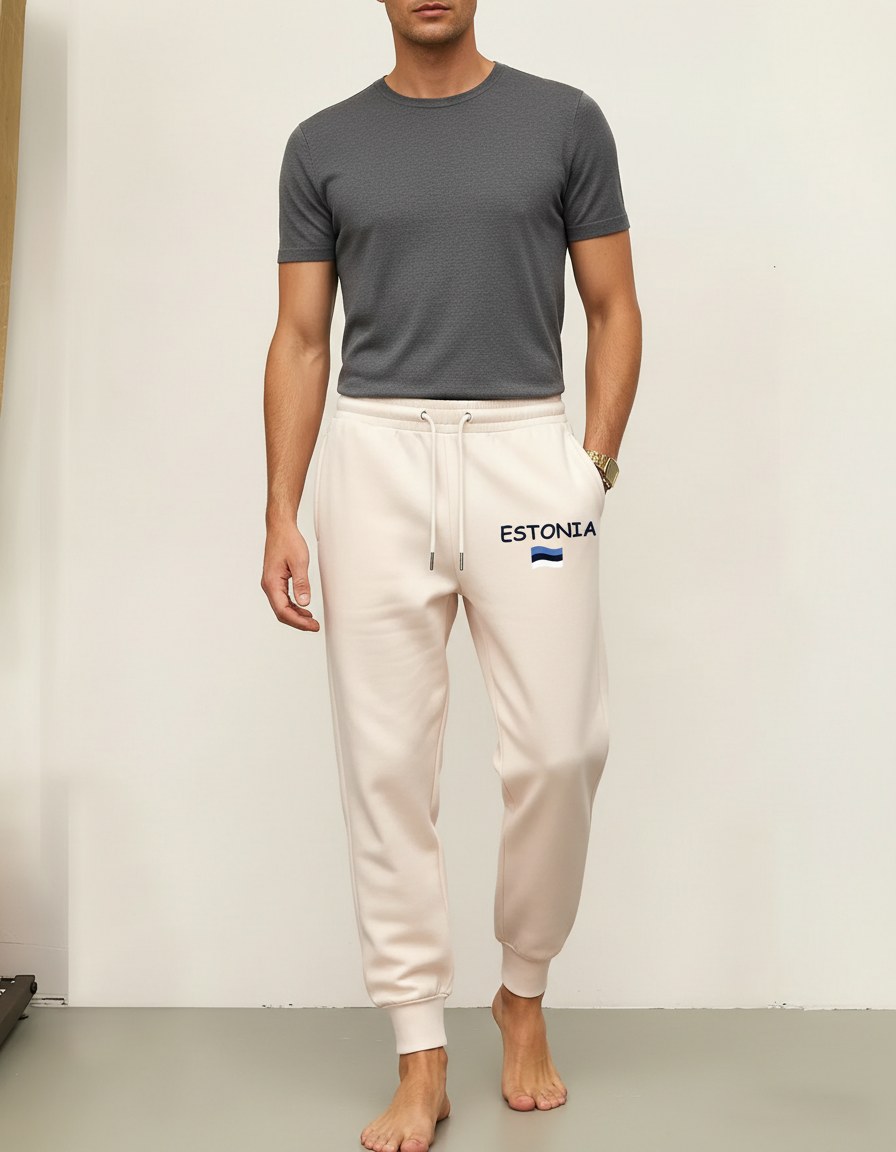 Pantalon Blanc Molletonné Confortable Jogging Homme Estonie - Beige